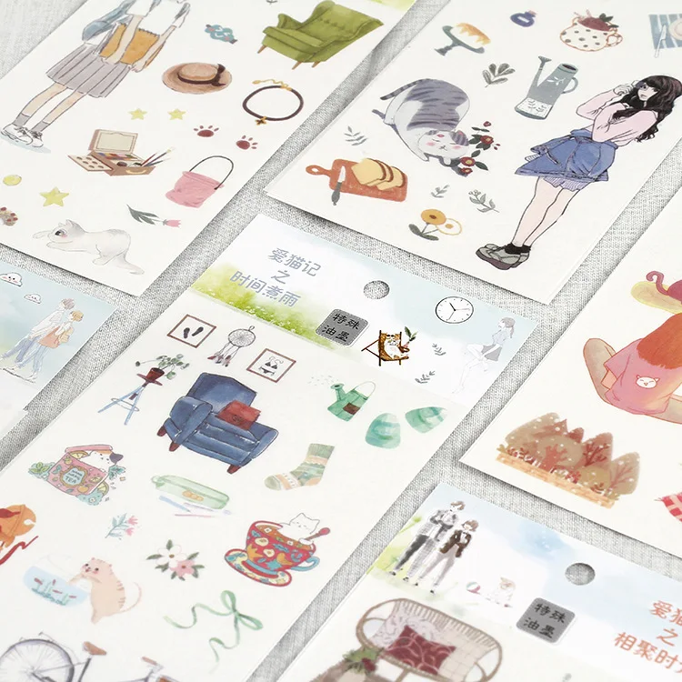 6 шт/лот Серия Love cat Bullet Journal декоративные наклейки из бумаги васи набор