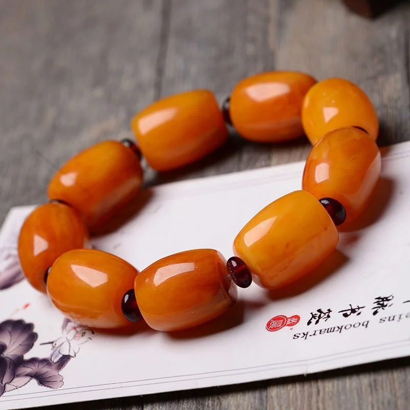 

Браслет из натурального пчелиного воска, мужской браслет из жёлтого янтаря с куриным маслом, Женский неоптимизированный браслет