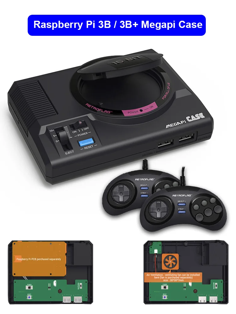 Retroflag MEGAPi чехол/игровой контроллер функциональная кнопка для Raspberry Pi 3 B Plus 3B+/3B/2B пряди