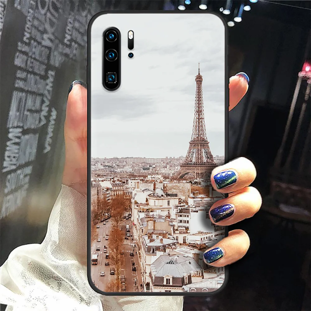 

Romantic Paris Eiffel Tower Phone Case Cover Hull For Huawei P8 P9 P10 P20 P30 P40 Lite Pro Plus smart Z 2019 black back trend