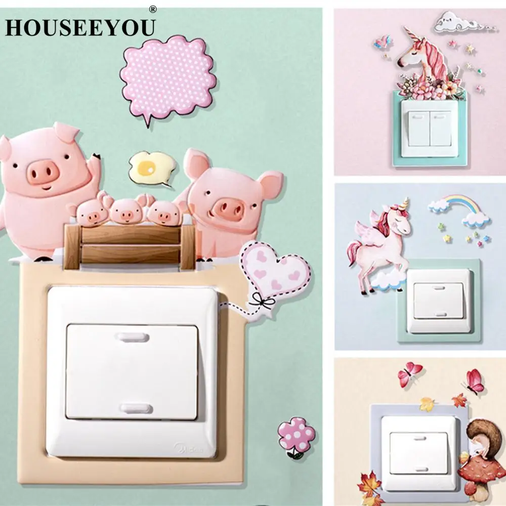 Мультяшные 3D Самоклеящиеся наклейки с животными единорогом фламинго наклейка на