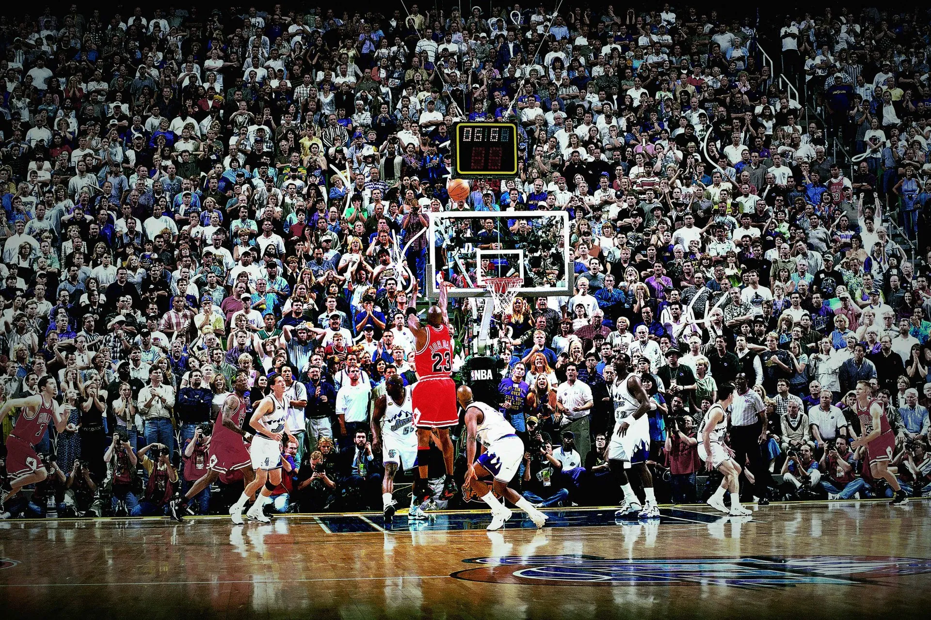 Jordan Classic Buzzer Beater (1998 Chicago Bulls) Poster Decorative Painting Sports Wall Art Room Decor | Дом и сад