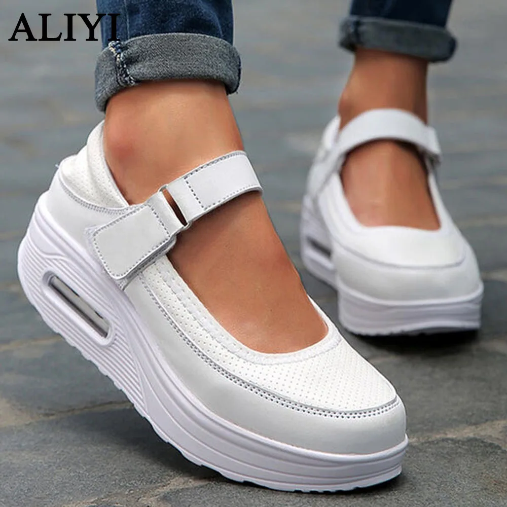 

Women's Summer Shoes 2022 New Shallow Round Toe Ladies Hook&Loop Casual Shoes 35-42 Large-Sized Female Platform Comfy Sneakers
