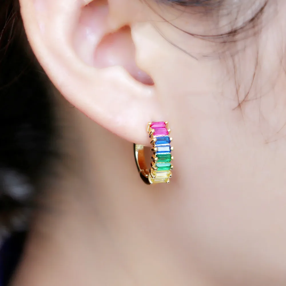 Высокое качество Багет cz круглые серьги кольца для женщин модные ювелирные