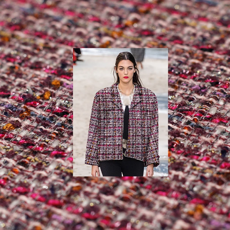 Красная Малина Франция кофе красочные твидовые ткани материалы для одежды