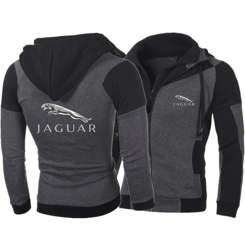 

Jaguar car LOGO front rear standard 2021 new men's stitching jacket hooded men's casual fashion men's long-sleeved sports jacket