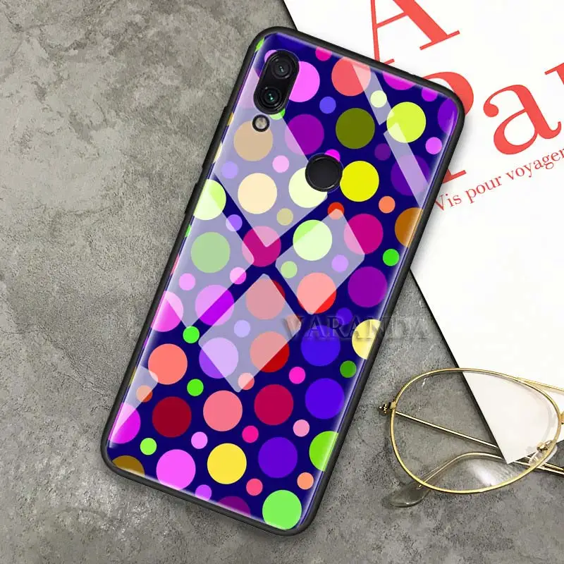 

Polka Dots Glass Case for Xiaomi Redmi Note 9S 8 Pro 9 7 8T 9T 9C 9A 8A K20 Tempered Soft Phone Cover Shell Funda