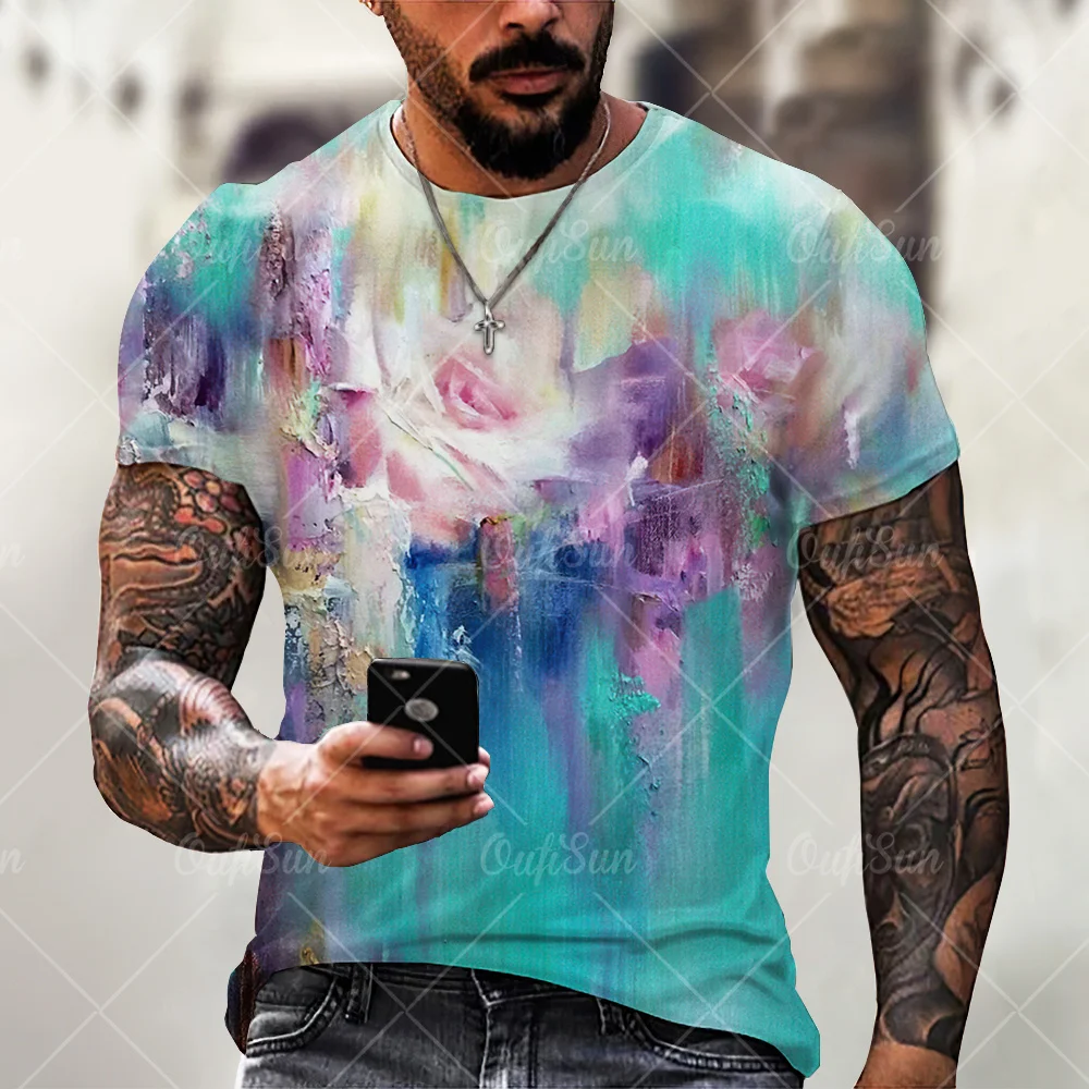 

Colorful Pigment 3D Print T Shirt Men Women Summer Urban Street Casual Style Clothes Unisex Oversized Short Sleeve Tees 6XL