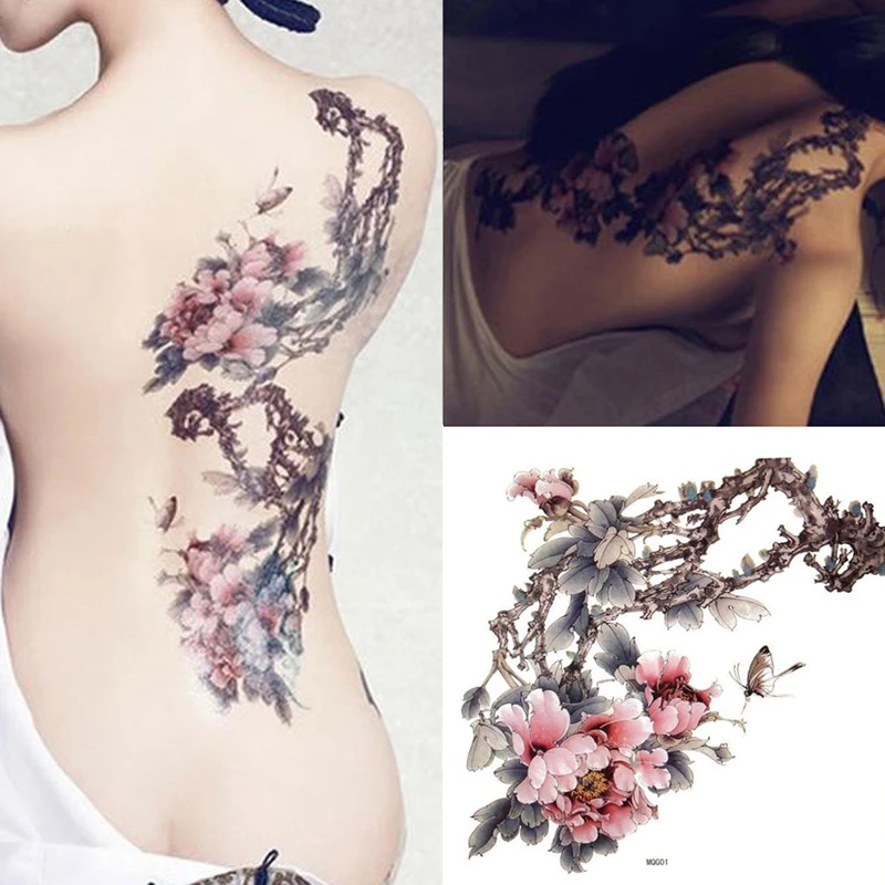 Большой сливы цветок разрабатывает временные татуировки наклейки Body кейс на