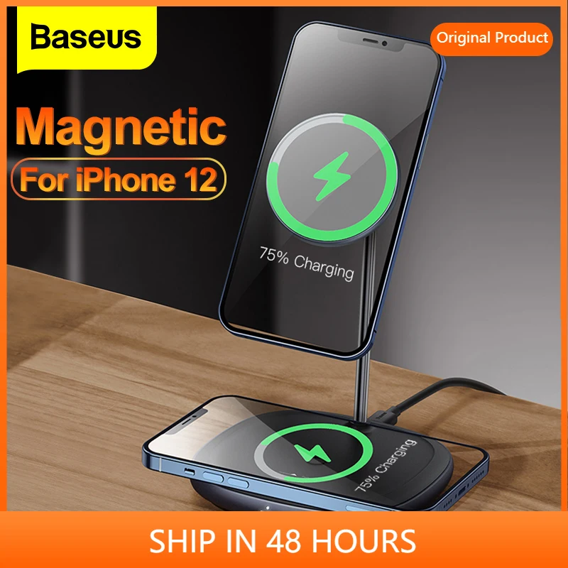 

Baseus 2 в 1 Беспроводное магнитное зарядное устройство 20 Вт док-станция для быстрой зарядки для iPhone 12 Pro Max Airpods Xiaomi магнитный держатель для теле...