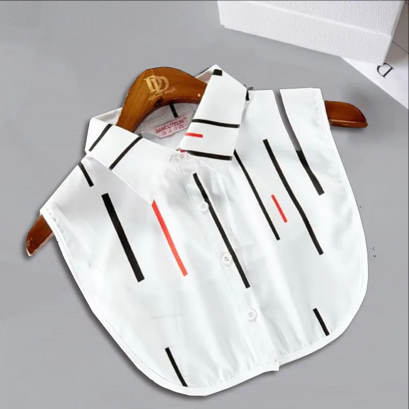 

White Lace Fake Collar Women Stripe Ladies False Collar Stand Plaid Detachable Collar Shirt Red Half Shirt Detachable Blouse