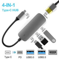 4 in 1 multi port usb3 0 type c usb c hub to 4k video hdmi compatible adapter for macbook usb hubs computer peripherals
