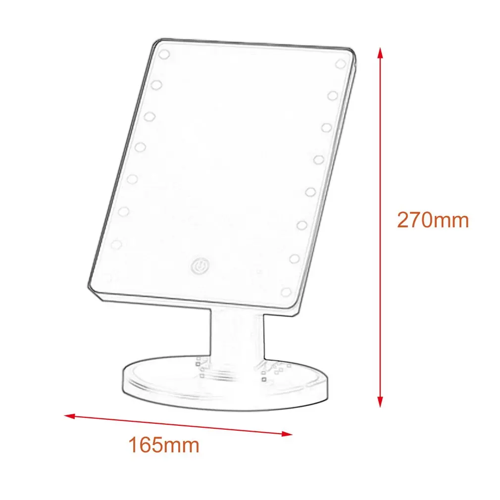 

Compact 360 Degree Rotation Desktop Makeup Mirror 16LED Luminous Touch Screen USB Rechargeable Cosmetic Mirrors