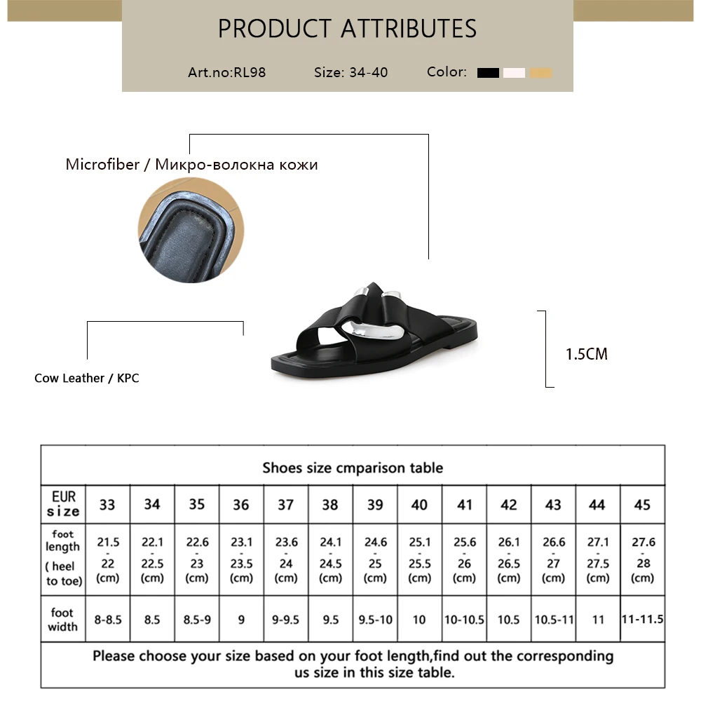 

RJN Summer Women Shoes Sandals Flat Leisure Stylish Metal Decoration Casual Square Toe White Soft New Walking Modern 2021 RL98