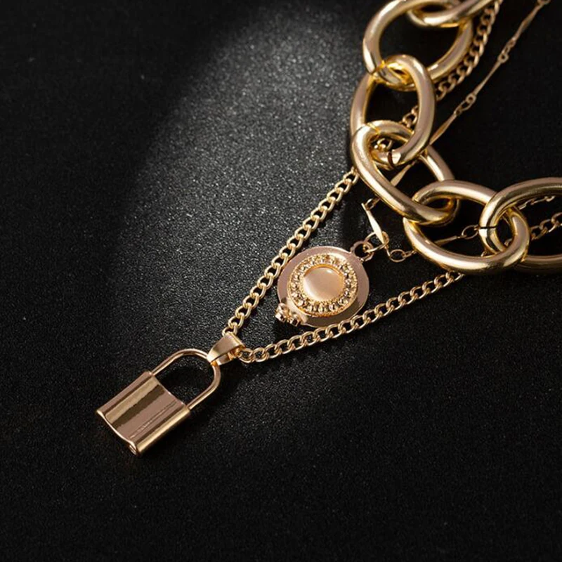 Женское Ожерелье-чокер YAOLOGE Punk винтажное ожерелье золотого цвета с кулоном для