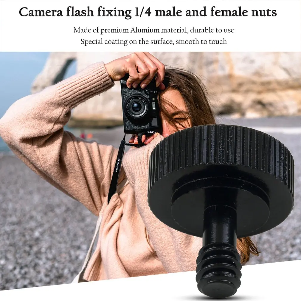 

Short 1/4 Screw Hot Shoe Tripod Adapter for Camera / Tripod / Flash Bracket Male to Female Fasteners Nuts Alumium