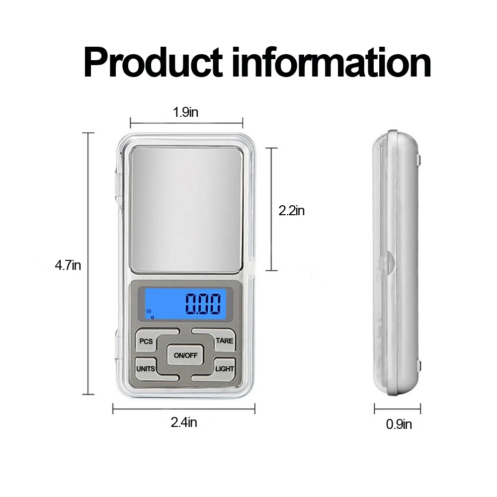 Kingneed Переносные карманные цифровые граммовые весы максимальной точности 500 г с ЖК-подсветкой для питания или золотых ювелирных изделий.
