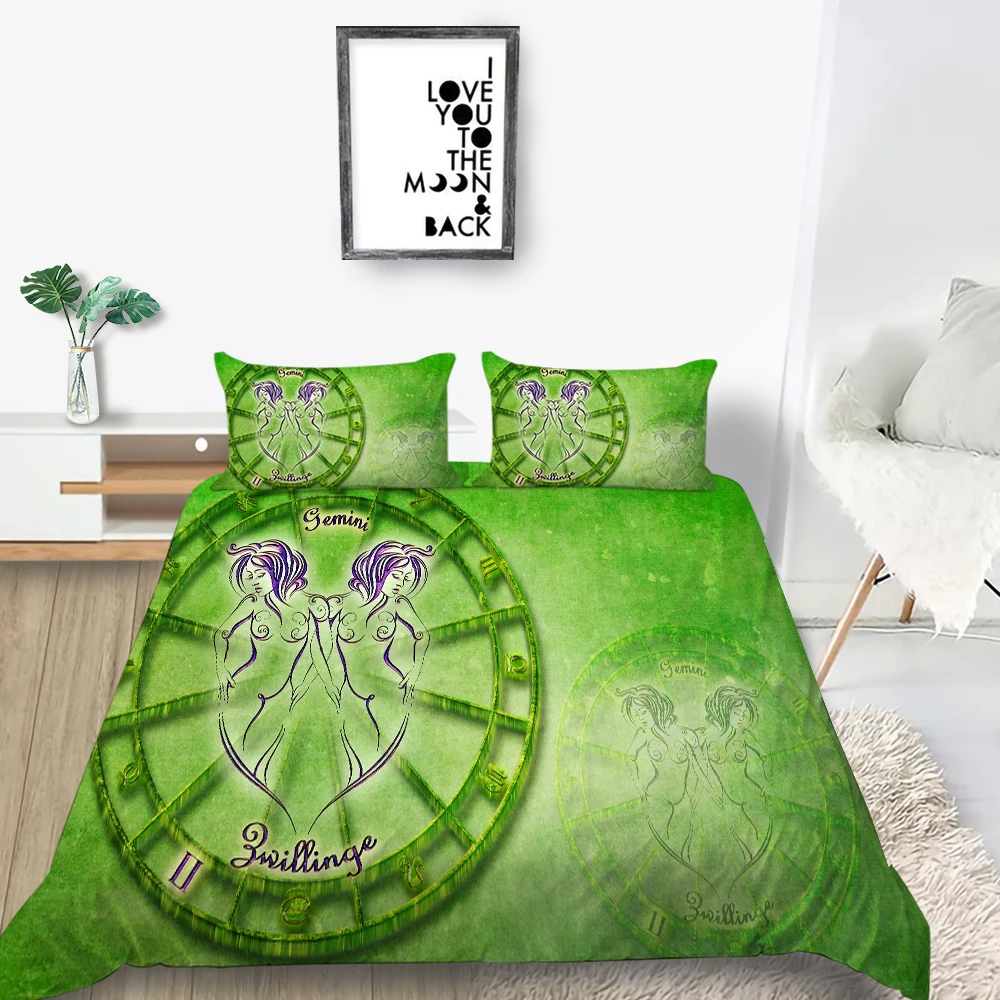 Pisces Bedding Set Constellation Creative Fashion 3D Duvet Cover Green King Queen Twin Full Single Double Unique Design Bed | Дом и сад