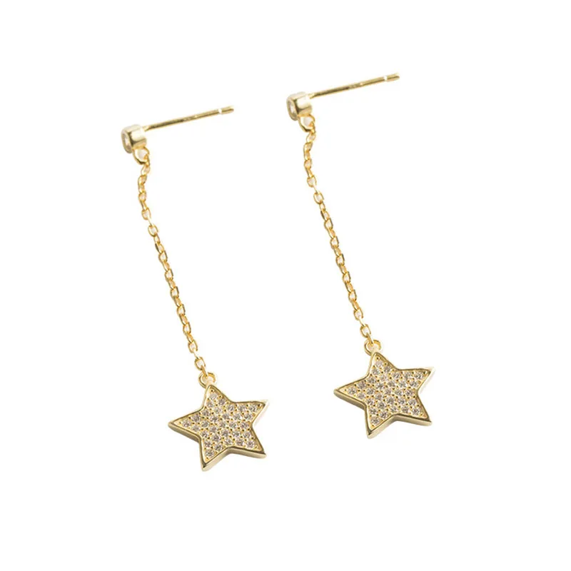 

Stylish s925 sterling silver earrings set diamond personality trend star earrings for women's wedding boutique jewelry