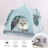 summer cat tent pet tent house floral breathable soft fabric pets nest bed foldable suitable kitten sleeping bed cave dog kennel
