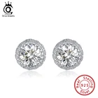 ORSA JEWELS Роскошные серьги с сверкающий камень Pure 925 Серебряные серьги-гвоздики круглой Форма с полным Циркон Свадебные серьги OSE231