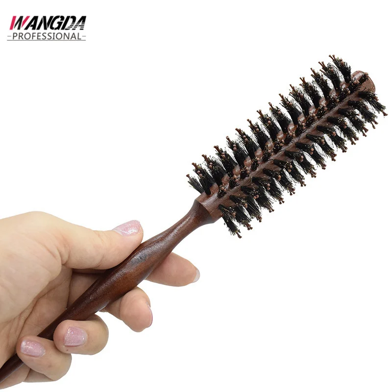 

Natural Wooden Handle Nylon Wild Boar Bristle Brush Hairdressing Comb Dry Hair Brush Curly Hair Styling Brush Hair Styling Tool