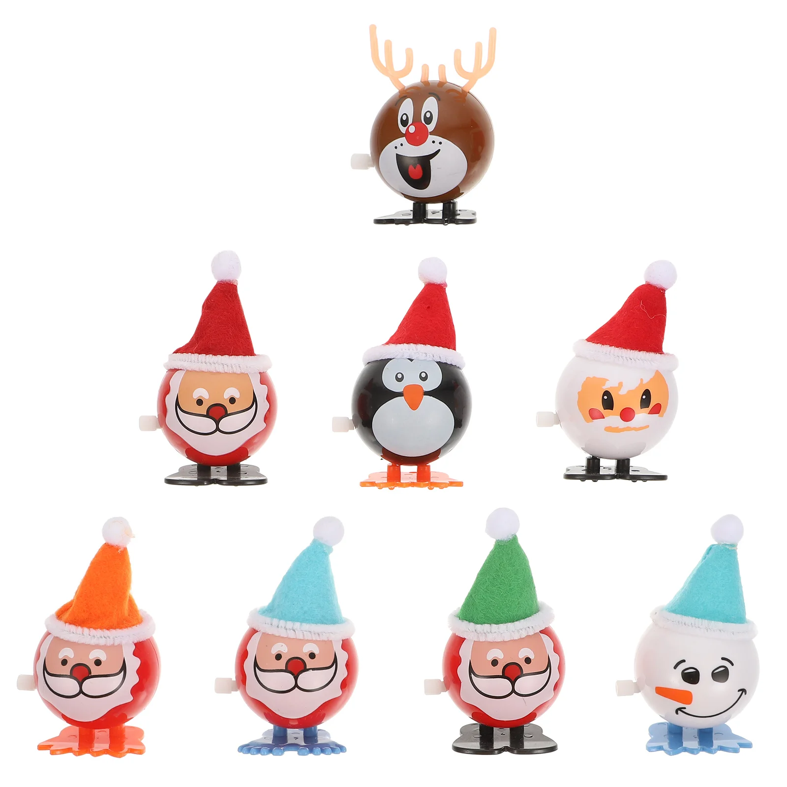 

8PCS Lovely Wind-up Santa Claus Funny Christmas Small Gift Christmas