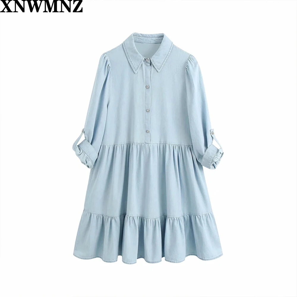 

XNWMNZ za dress women ins fashion blogger vintage costume jewelry button summer dresses vestidos de fiesta de noche vestidos