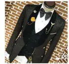 Мужской Жаккардовый пиджак-смокинг Terno, облегающий жаккардовый вечерние Джак для вечеринки жениха, 3 предмета, Свадебный блейзер для лучших мужчин, 2021