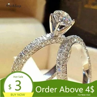 visisap classic couple ring fashion full zircon bridal sets rings for women engagement wedding jewelry manufacturer h016