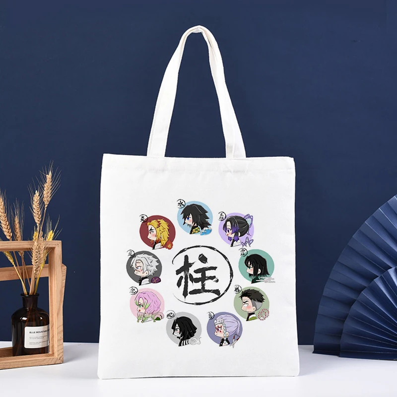 

Kimetsu No Yaiba Shopper Shopping Bag Anime Demon Slayer Eco Daily Use Foldable Handbag Tote Bag Handbags Harajuku Shoulder Bags