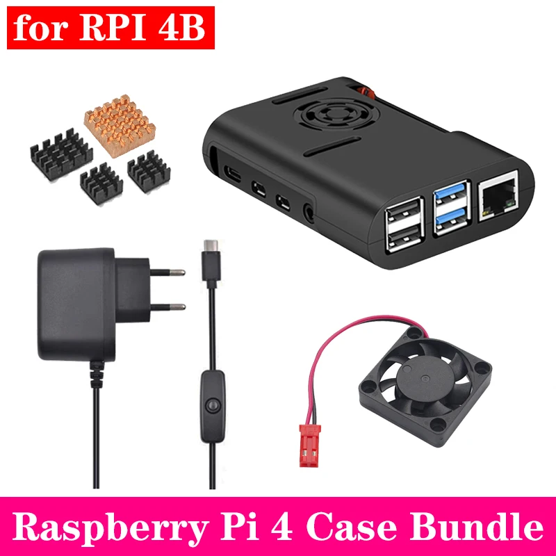 Чехол для Raspberry Pi 4 из АБС пластика Черный Защитный корпус + охлаждающий