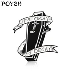 Эмалированная брошь на лацкан It's OK, в готическом стиле, с изображением темно-черного черепа, гроба, в подарок