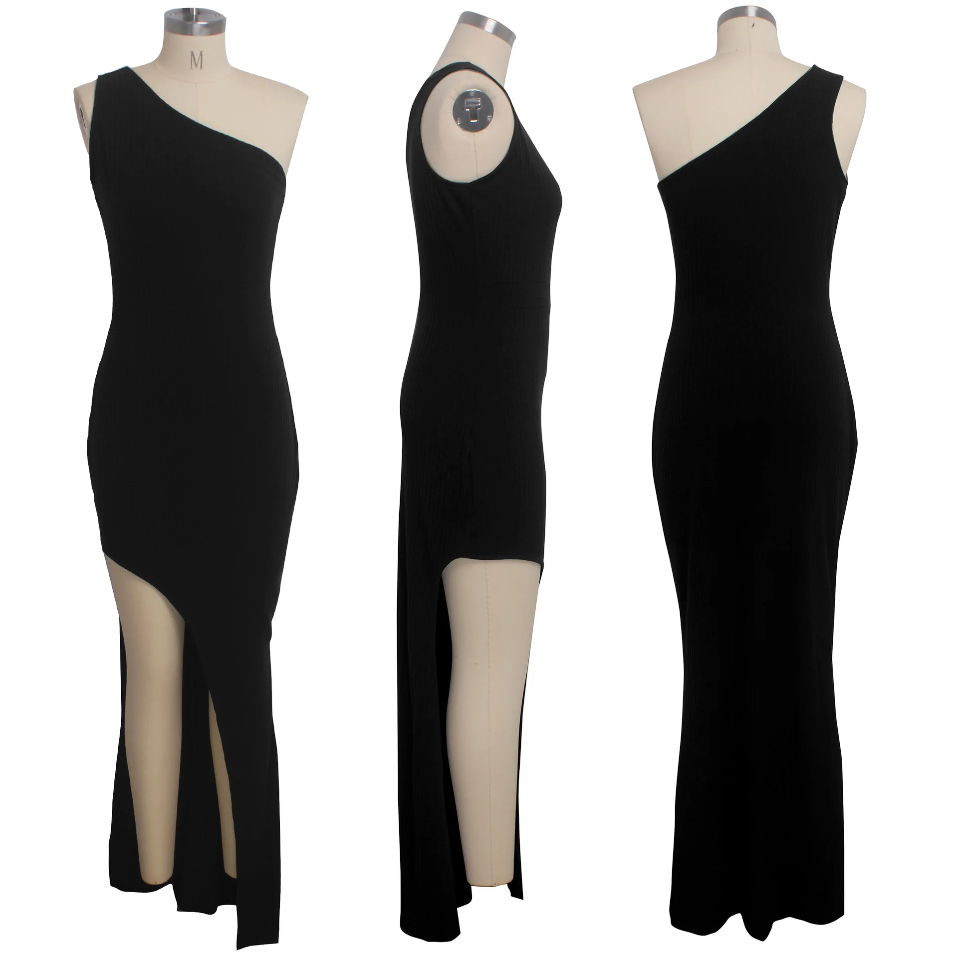 ANJAMANOR One Shoulder Backless High Slit Maxi Dresses Woman Party Night Club Outfits Summer 2020 Sexy Bodycon Dress D39-AH01 | Женская
