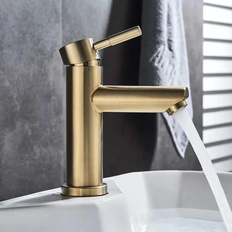 

Brushed Gold Bathroom Basin Faucet Stainless Steel Hot Cold Mixer Crane Tap Deck Mounted Sink Faucets Chrome Black white nickel