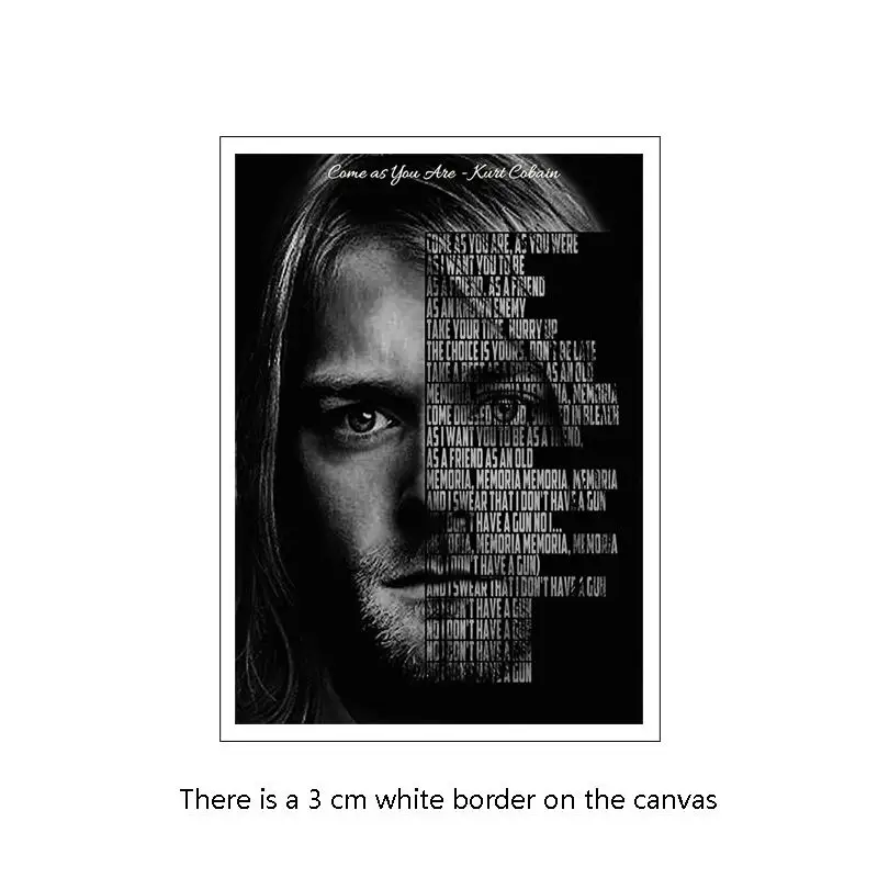 

High quality Guitar Singer Kurt Cobain Wall Art Pictures for Living Room Home Decor Canvas Painting