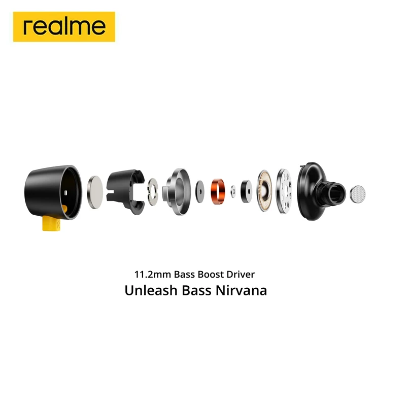 Наушники Realme Buds 2 Wired-3.5mm 3 кнопки с микрофоном проводная Магнитная гарнитура