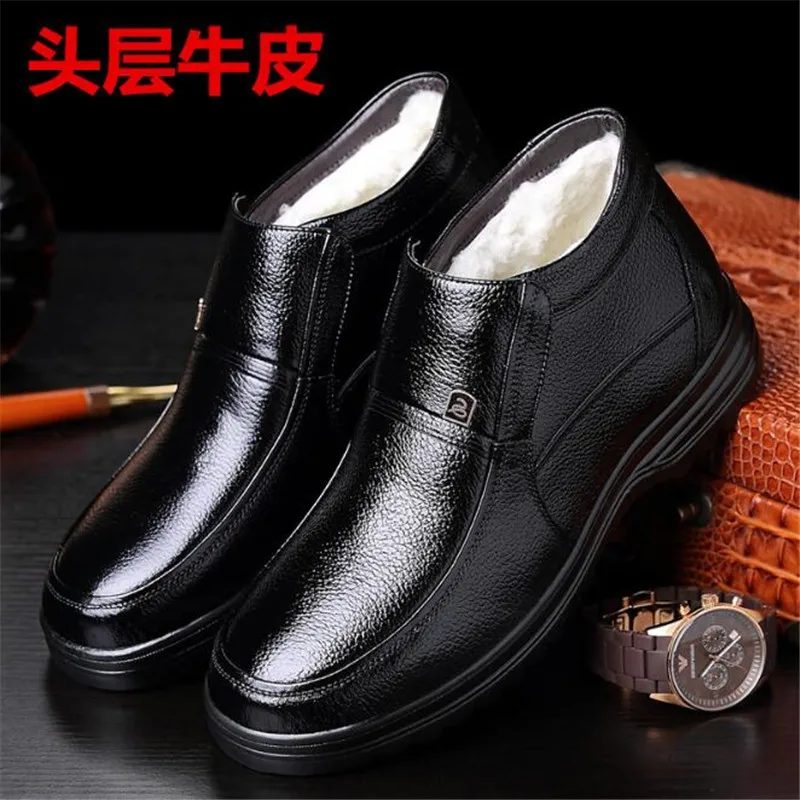 Новые зимние кожаные мужские ботинки из чистой шерсти высокие походные