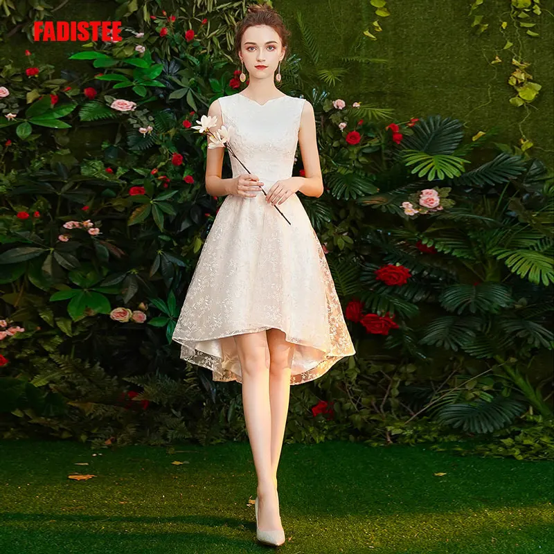 Новое поступление элегантное для вечеринки, для выпускного платье vestido de noiva; кружевные вечерние платья robe de soiree Высокая Низкая платья Простые короткие