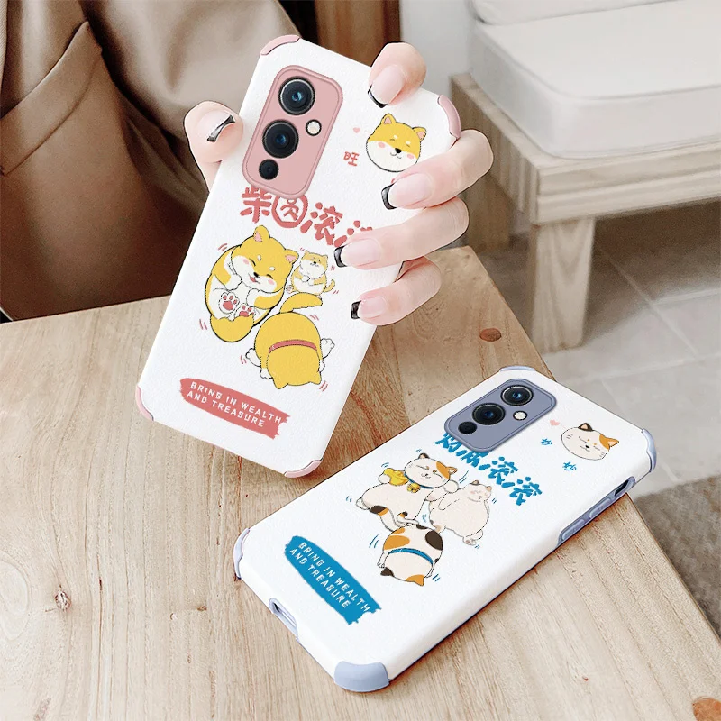 

Lucky Cat Square Liquid Silicone Case For Oneplus 9 9pro 8t 8 8pro Pro Leather Four Corners Stick Soft Phone Cover Case