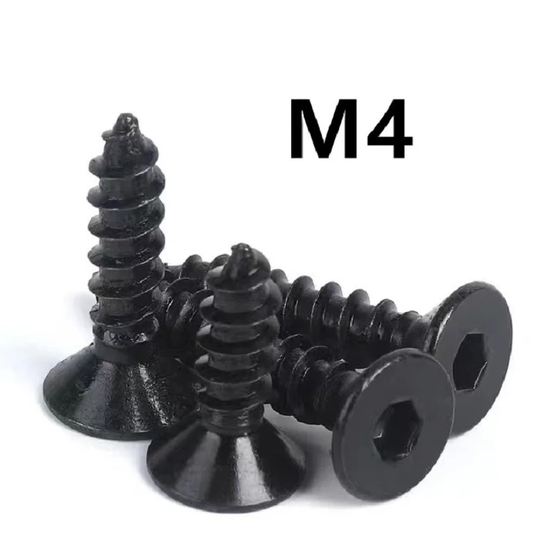 

50 шт./лот M4x10/12/16/20/25/30 мм винты с потайной головкой с шестигранной головкой Самонарезающий винт с плоской головкой и крестообразным шлицем че...