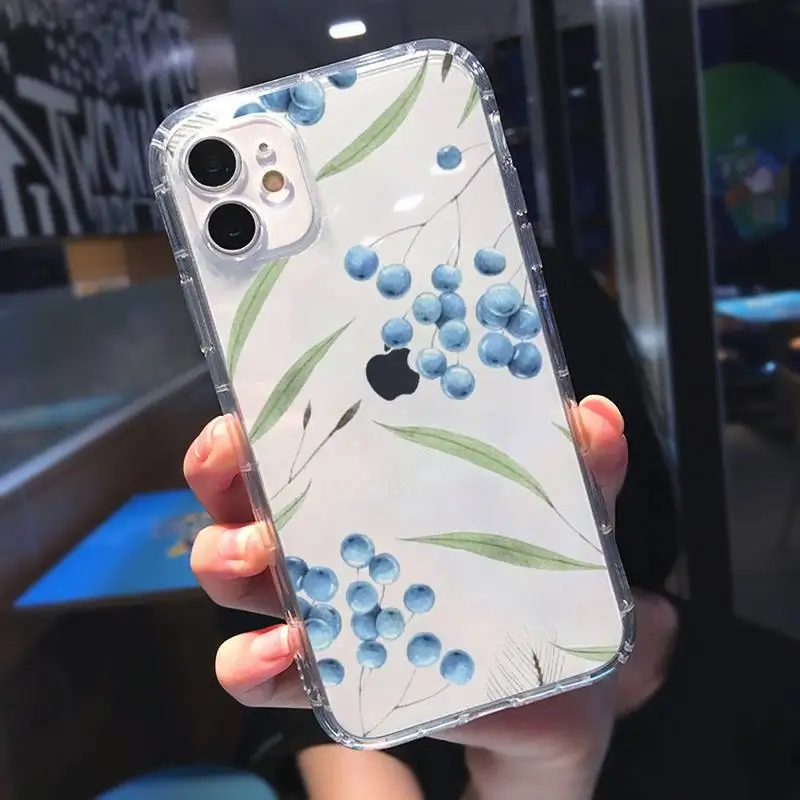 

Watercolor plants with flowers Phone Case Transparent for Clear iPhone 11 12 mini pro XS MAX 8 7 6 6S Plus X 5S SE 2020 XR