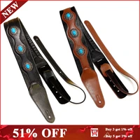 guitar strap ethnic style leather adjustable acoustic electric belt