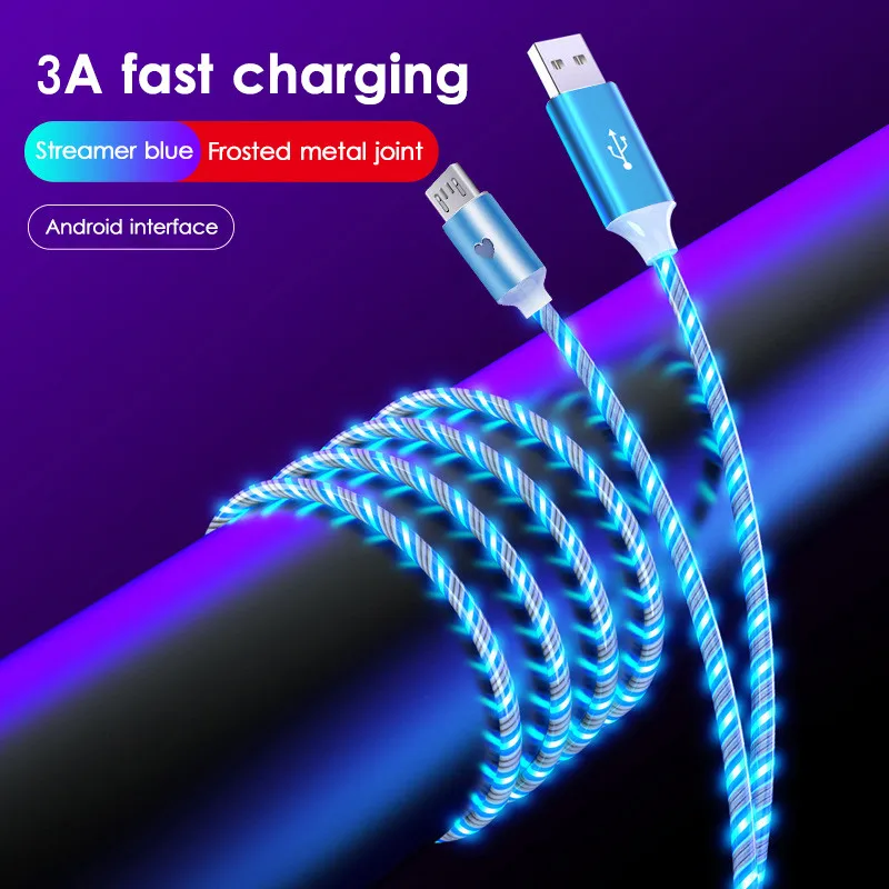 Magnetic Flow Luminous Lighting Data Cable Micro USB Type-C Fast Charging Wire With Indicator Light For Samsung Huawei | Мобильные