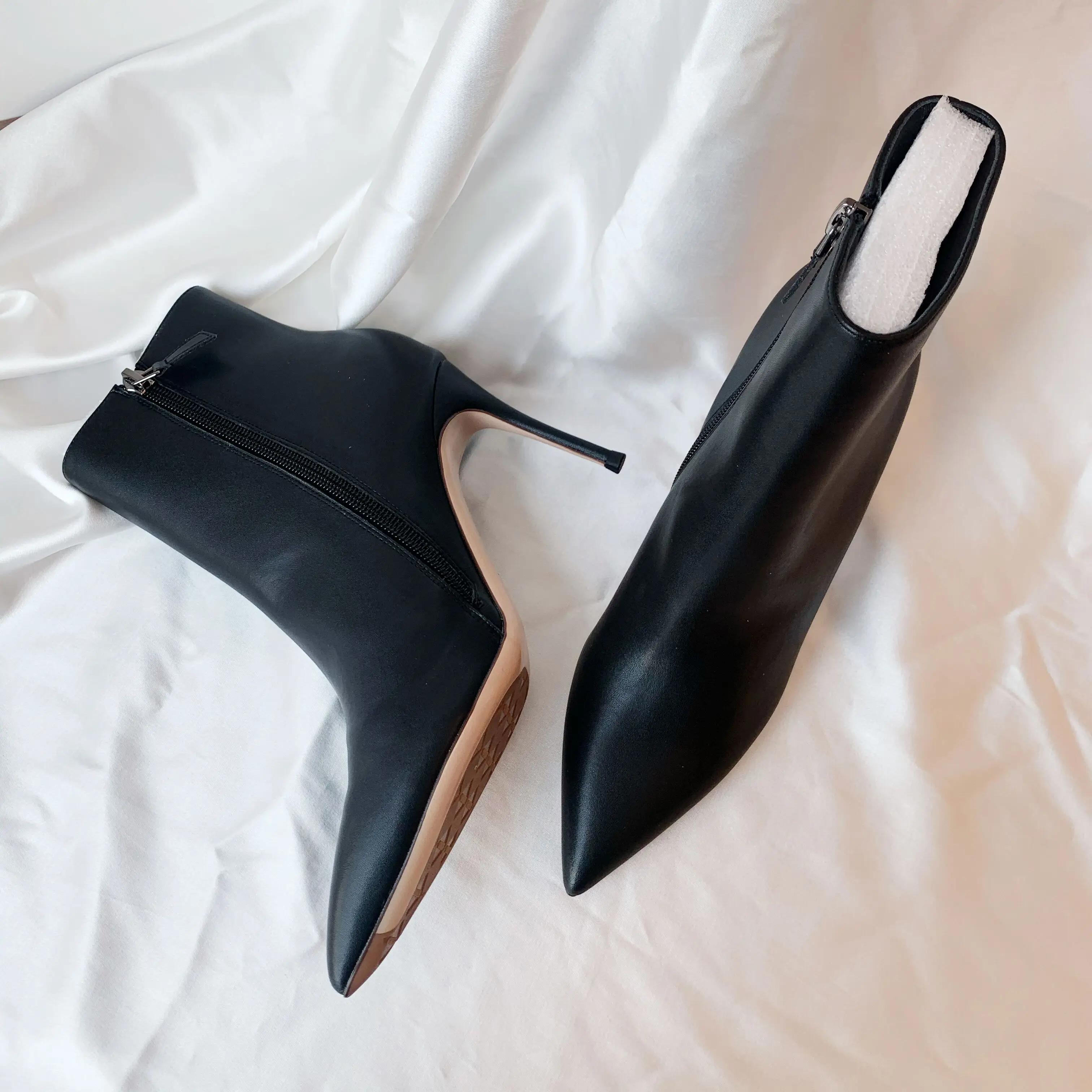 Ботильоны DorisFanny для женщин черные ботинки на высоком каблуке из натуральной кожи