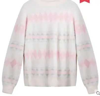 Princess sweet lolita sweater Winter round collar diamond printed sweater junior high school students Korean vision LXZL036