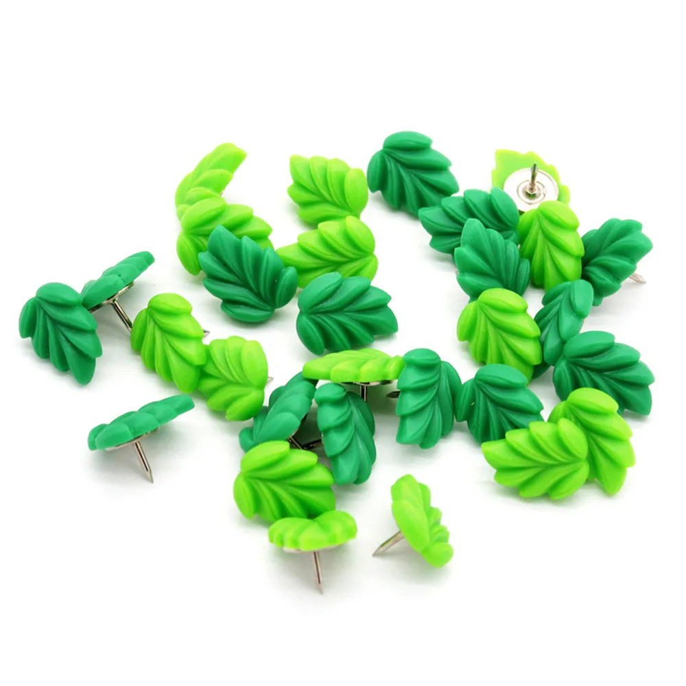 

20pcs/box Green Leaf Map Thumbtacks Wood Push Pins Diy Thumb Tacks For Photos Cork Board School Office Supplies