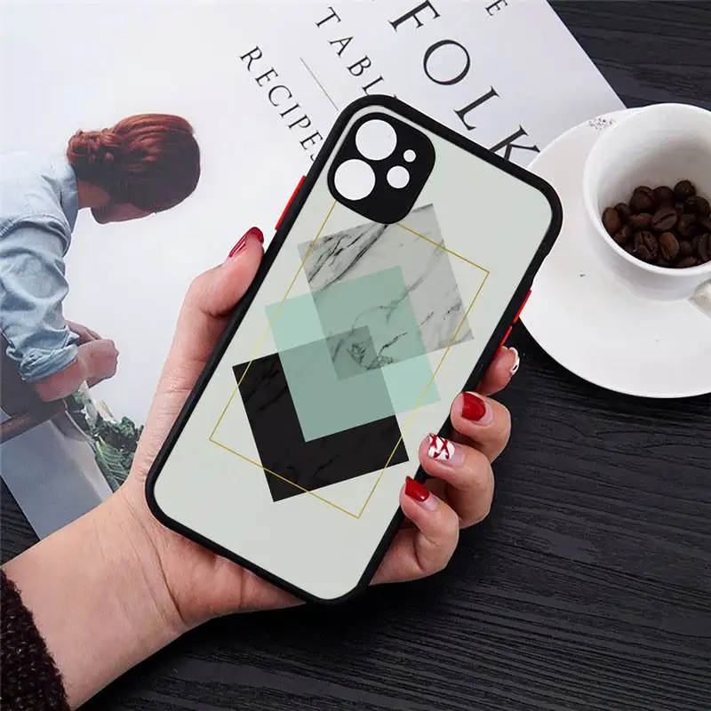 

Marble pattern art Phone Case Matte Transparent for iPhone 7 8 11 12 s mini pro X XS XR MAX Plus cover funda