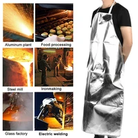 new safe welding apron flame heat resistant protective clothing anti scalding proof aluminum foil bbq apron for cook welding
