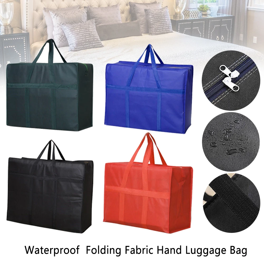 

Waterproof Quilt Clothes Storage Hand Luggage Travel Bag Folding Non Woven Fabric Packing Move House Organizer Zipper Closure